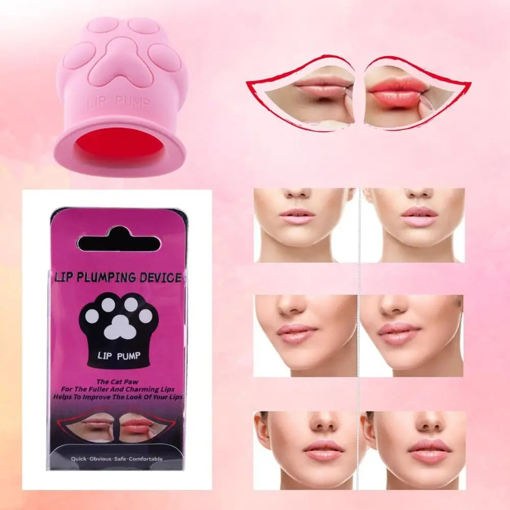 Lip Plumper Device Cute Pink Cat Paw Soft Lip Plumping Quickly Natural Pout Mouth Plumping Tool Beauty Pump Sexy Lip Bigger